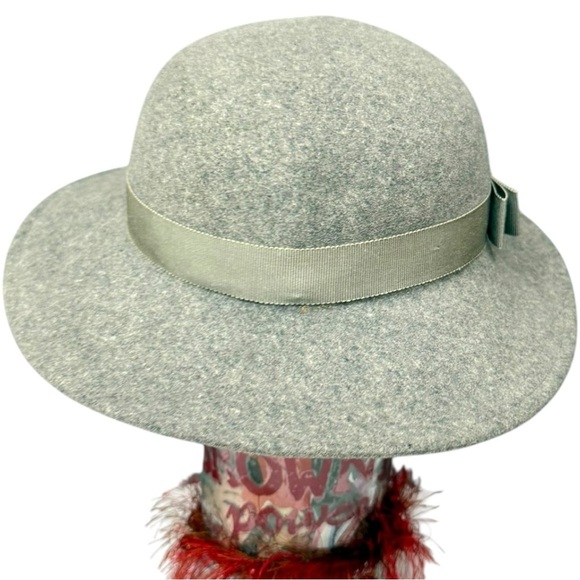 Vintage Adolfo II Gray Wool Felt Hat with Bow Accent Small/Medium Fit - Picture 5 of 9